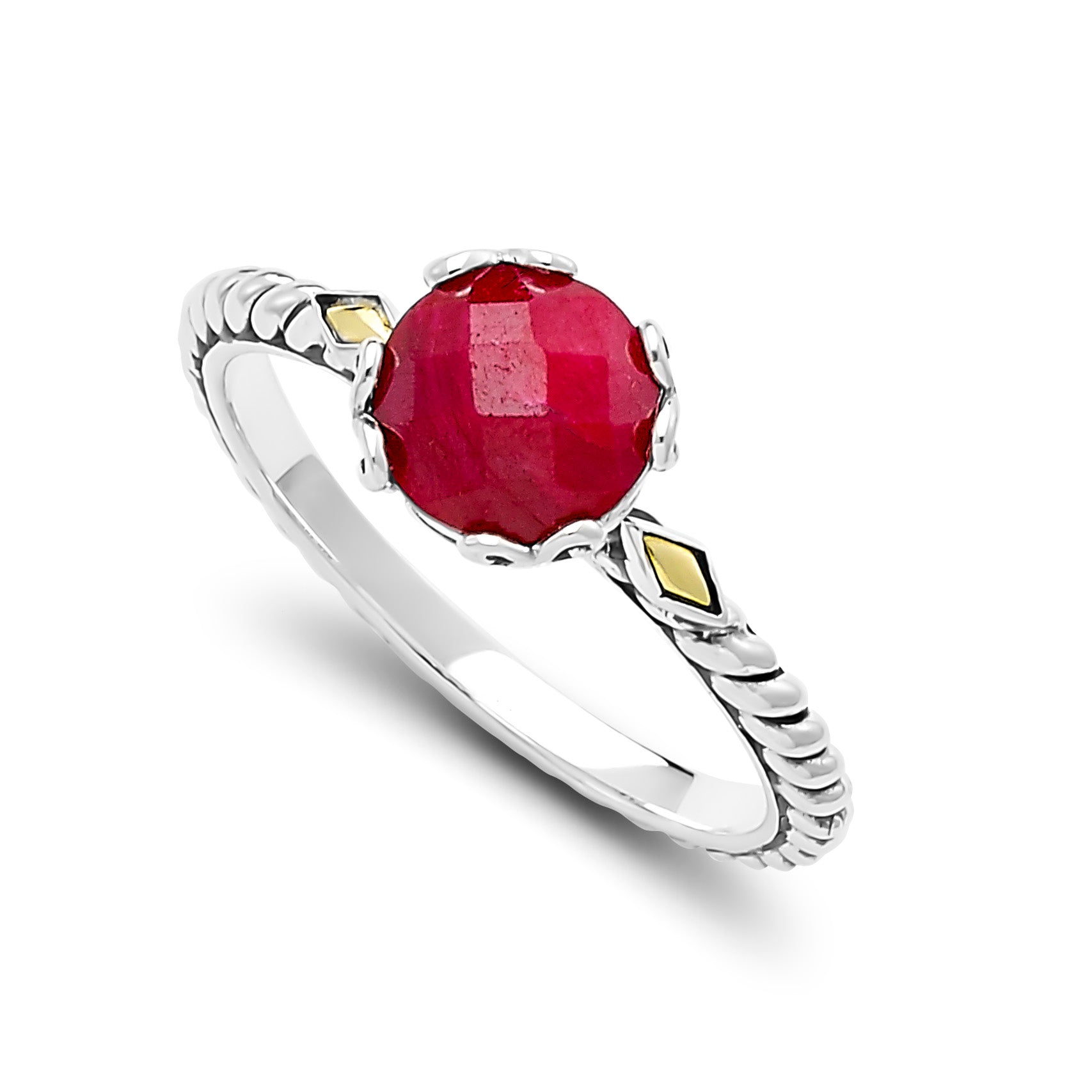Sterling Silver And 18K Yellow Gold Ruby Ring