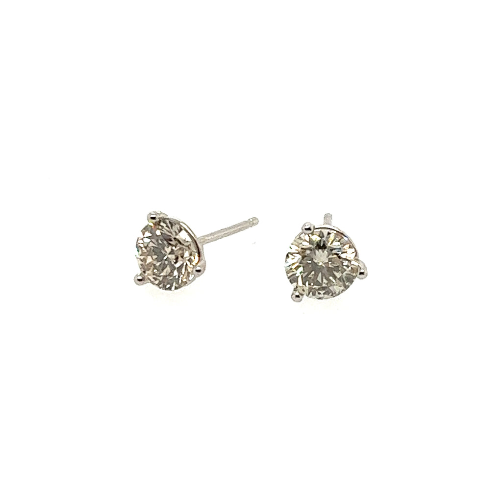 14k White Gold Diamond Stud Earrings - Gemsone Corp.