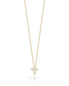 18K Yellow Gold Baby Cross Diamond Pendant - Roberto Coin Inc