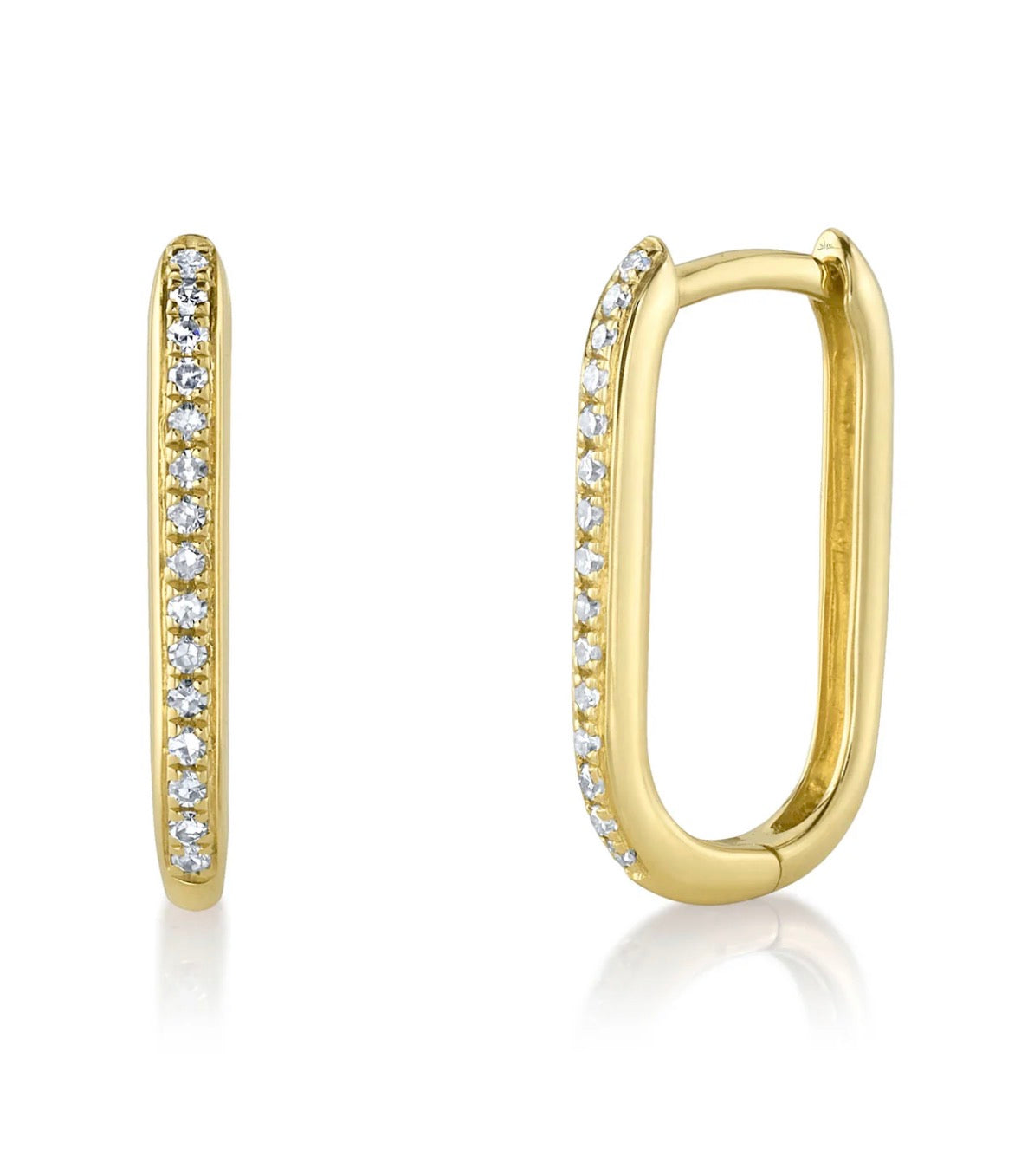 14K Yellow Gold Small Hoop Diamond Earrings