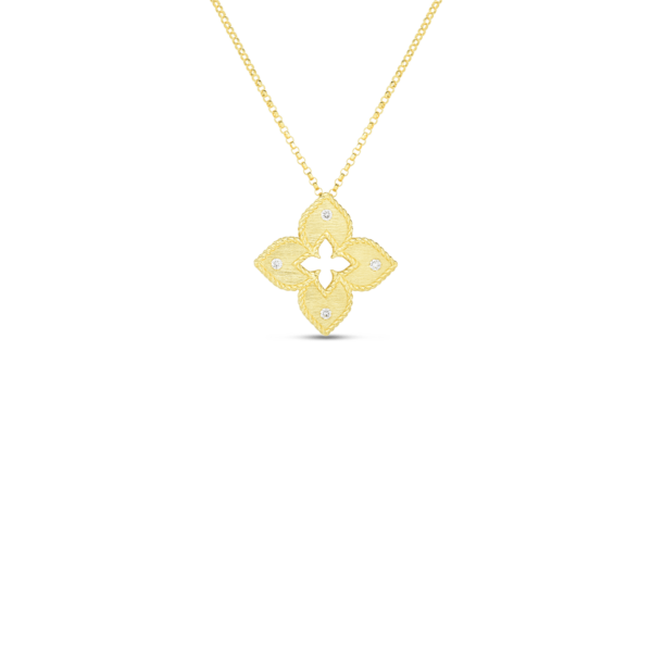 18K Yellow Gold Flower Diamond Pendant