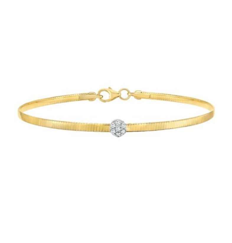 14 Karat Diamond Omega Bracelet