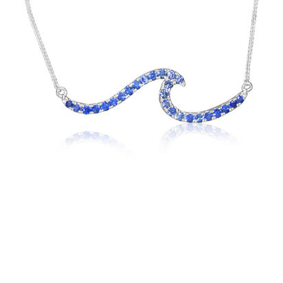 14k White Gold Sapphires Necklace