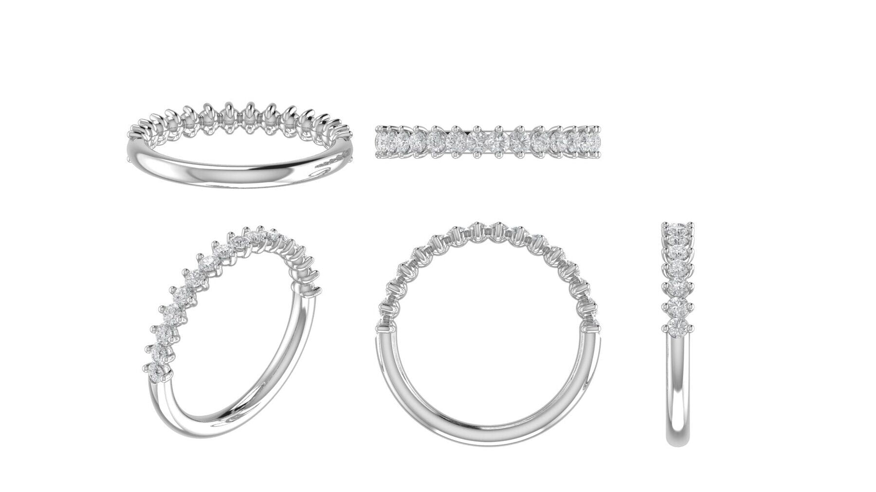 14k White Gold Diamond Wedding Band