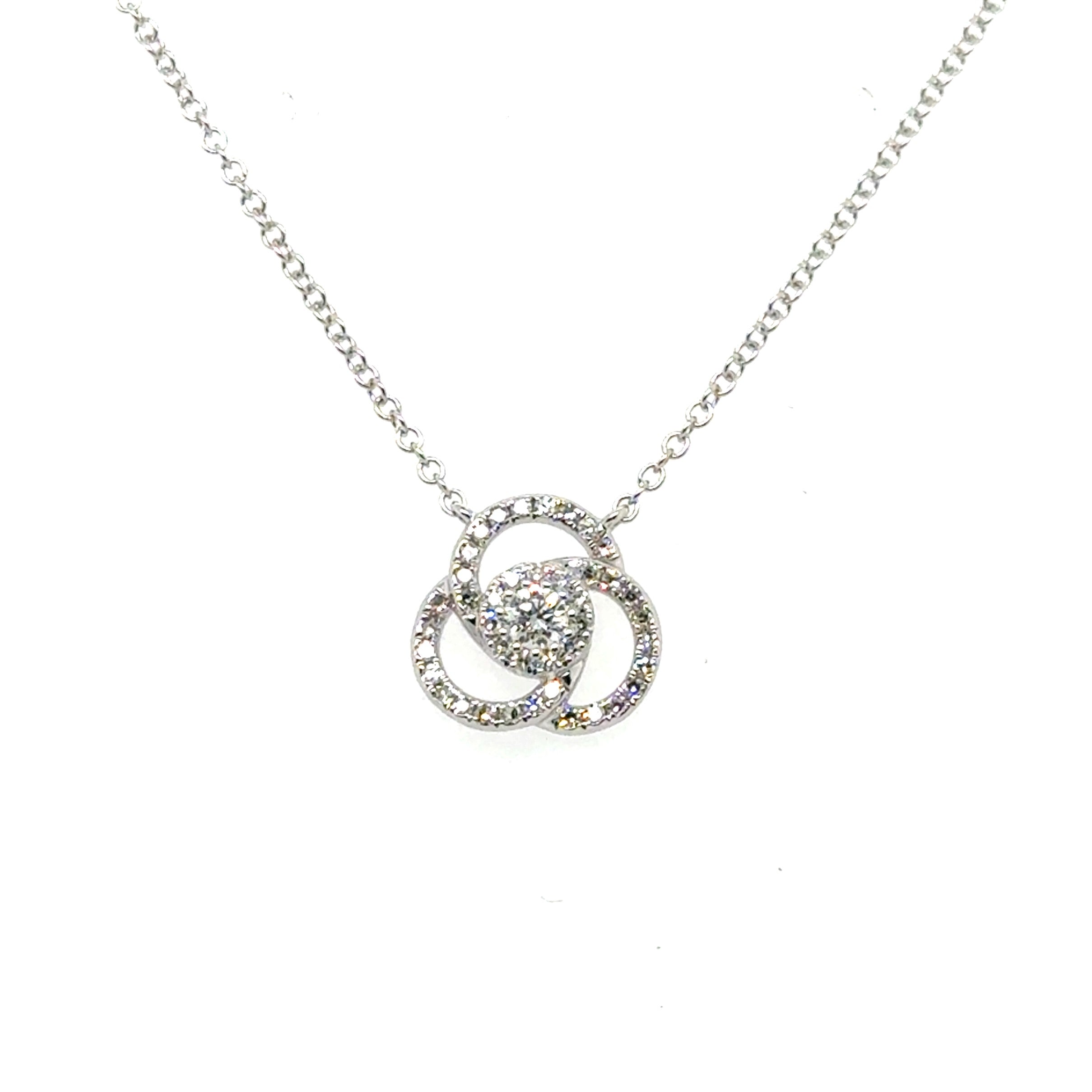 14k White Gold Drop Diamond Pendant