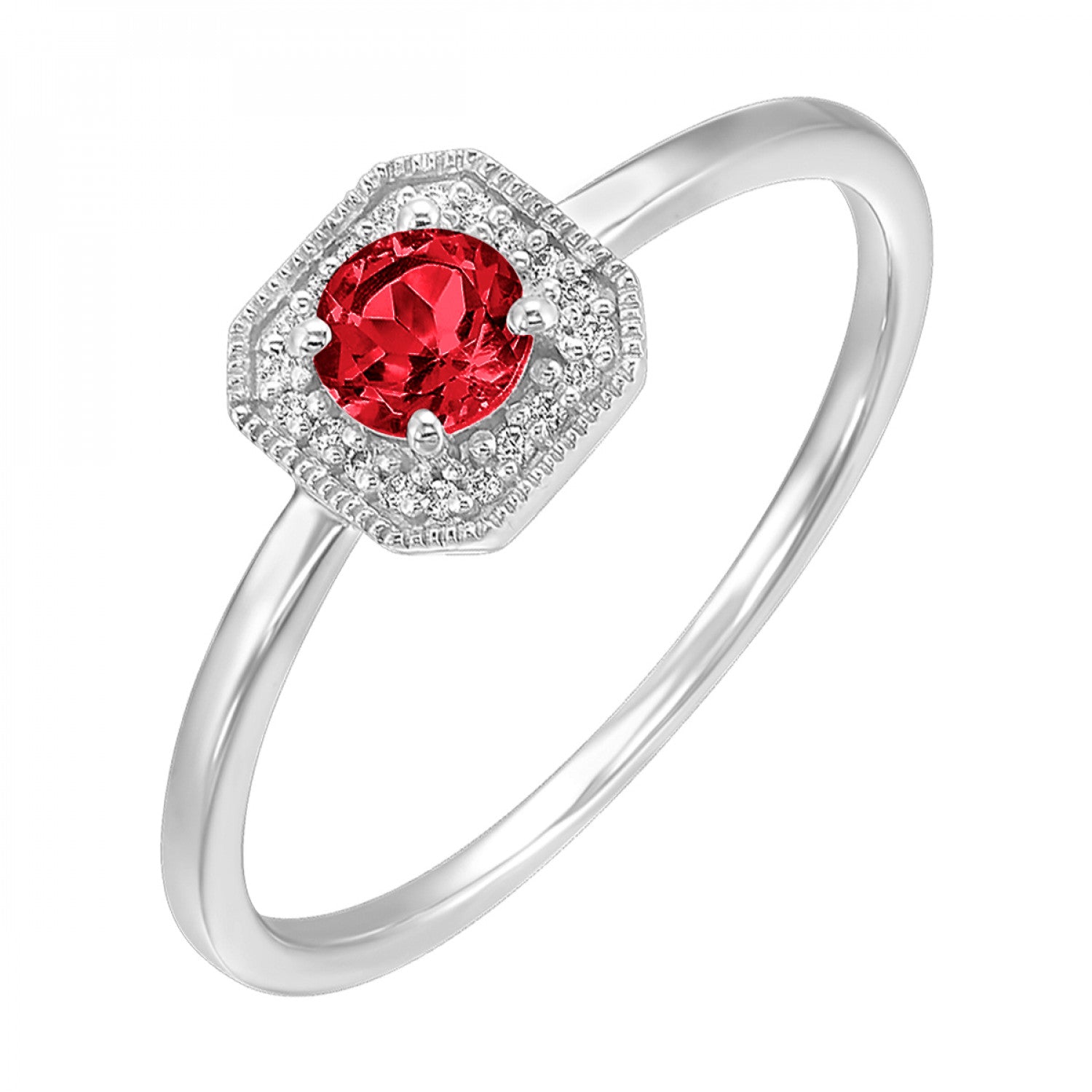 10K White Gold Garnet Ring