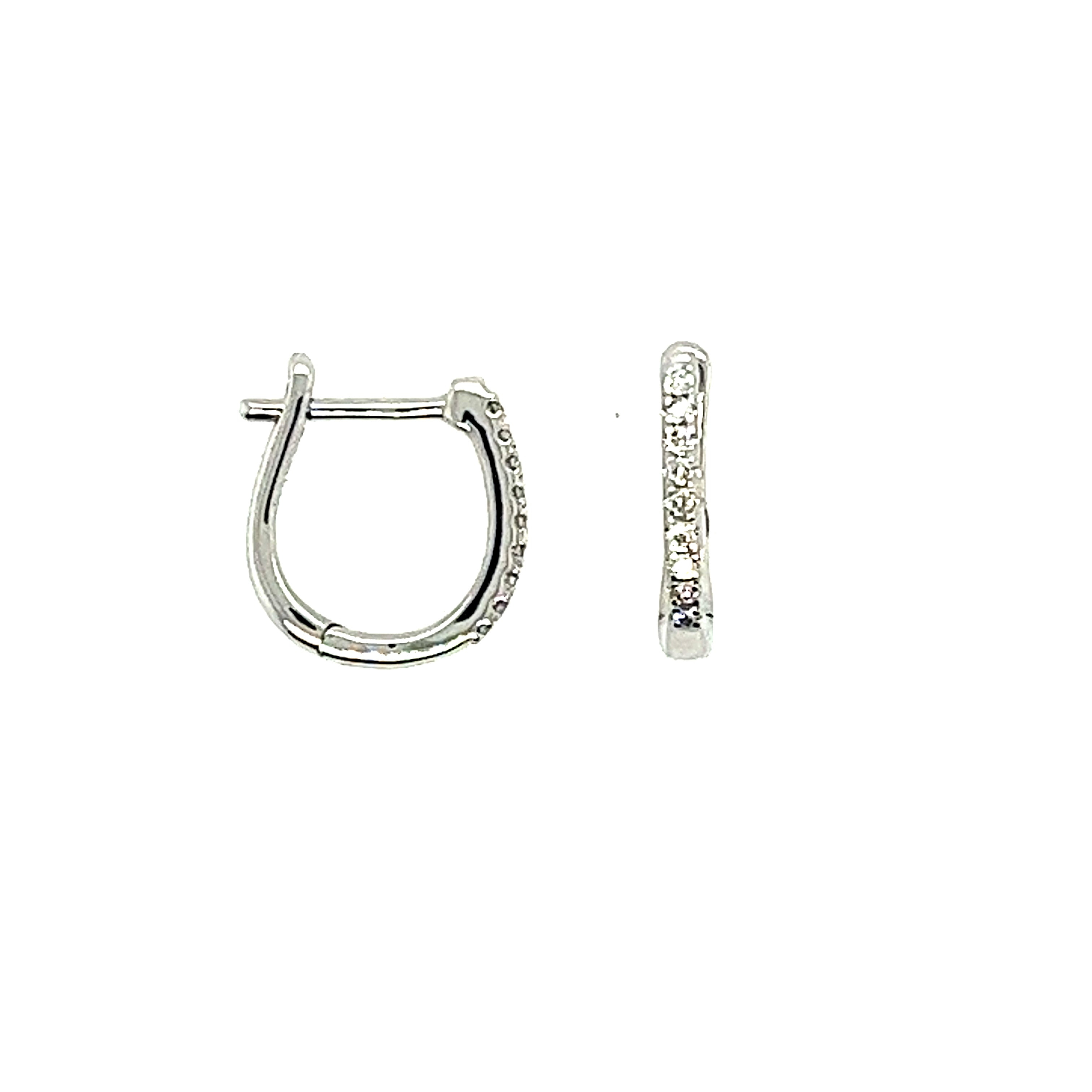 14k White Gold Small Hoop Diamond Earrings - Lakeshore Diamonds