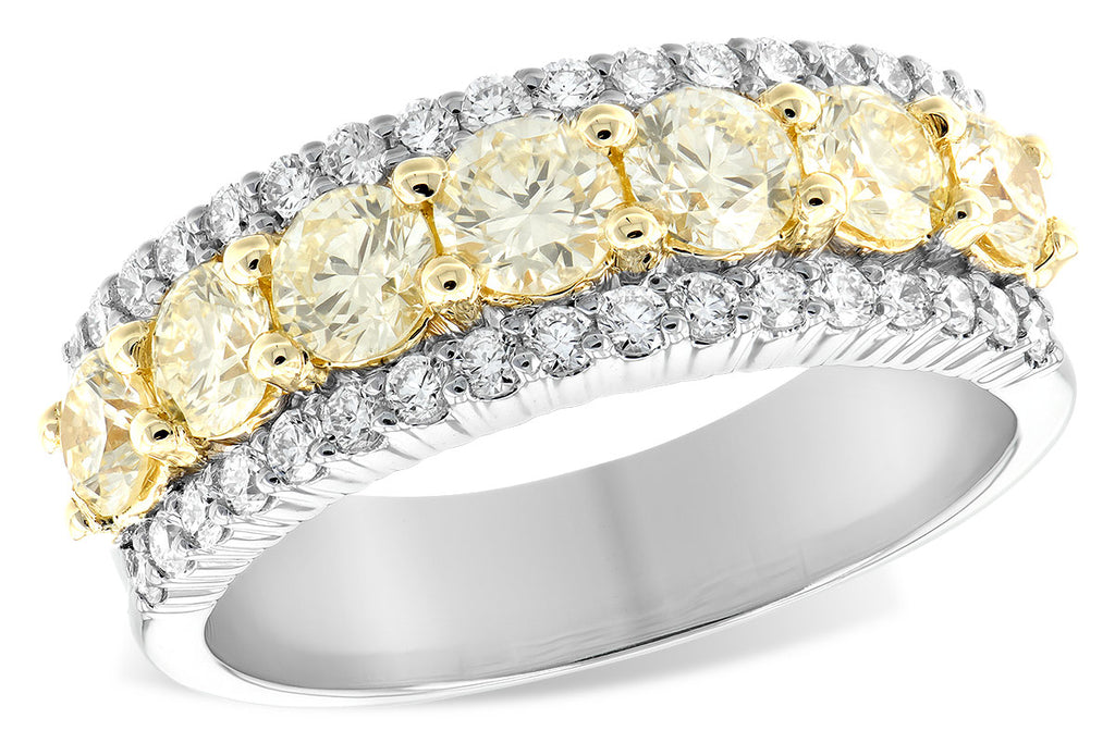 14k White Gold 3 Row Diamond Anniversary Ring