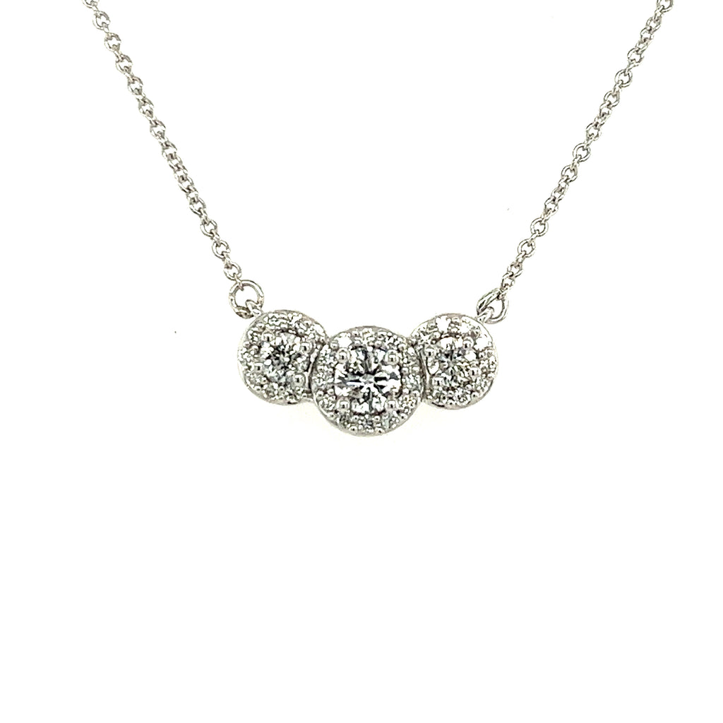 14k White Gold 3 Stone Lakeshore Diamond Pendant