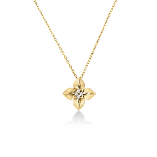 18K Yellow And White Gold Flower Diamond Pendant - Roberto Coin Inc