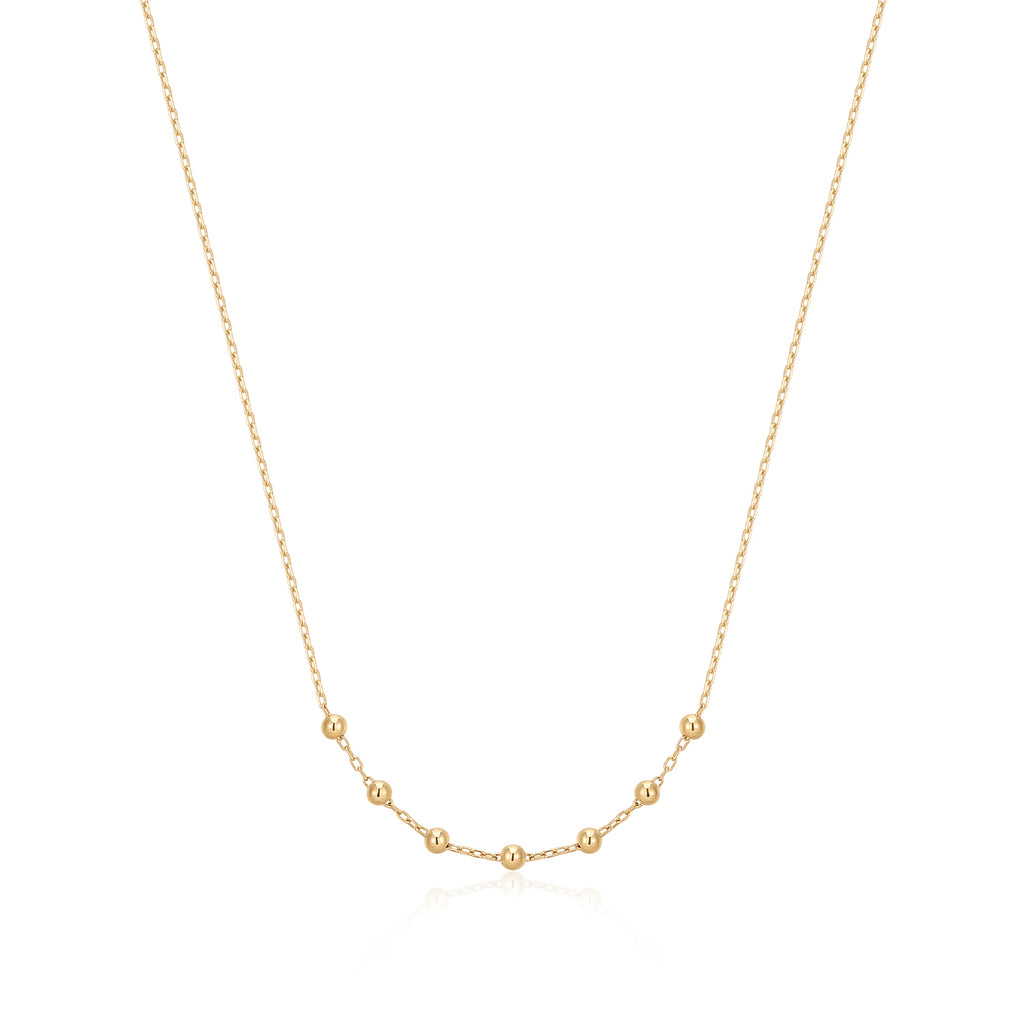 14K Yellow Gold Beaded Necklace