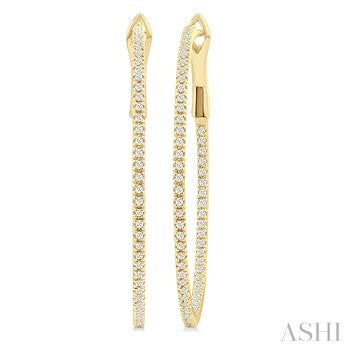 14K Yellow Gold Large Hoop Diamond Earrings