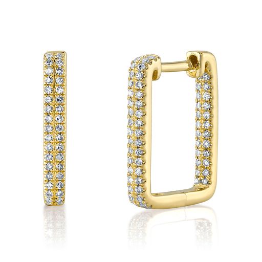 14K Yellow Gold Medium Hoop Diamond Earrings