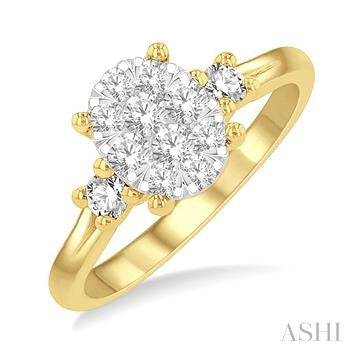 14K Yellow And White Gold Round Diamond Engagement Ring - Lake Michigan Lovebright (Ashi)