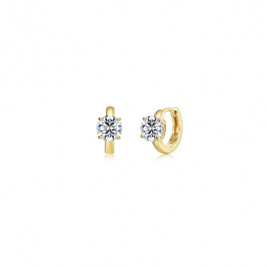 Gold Plated Huggie Earrings CZ