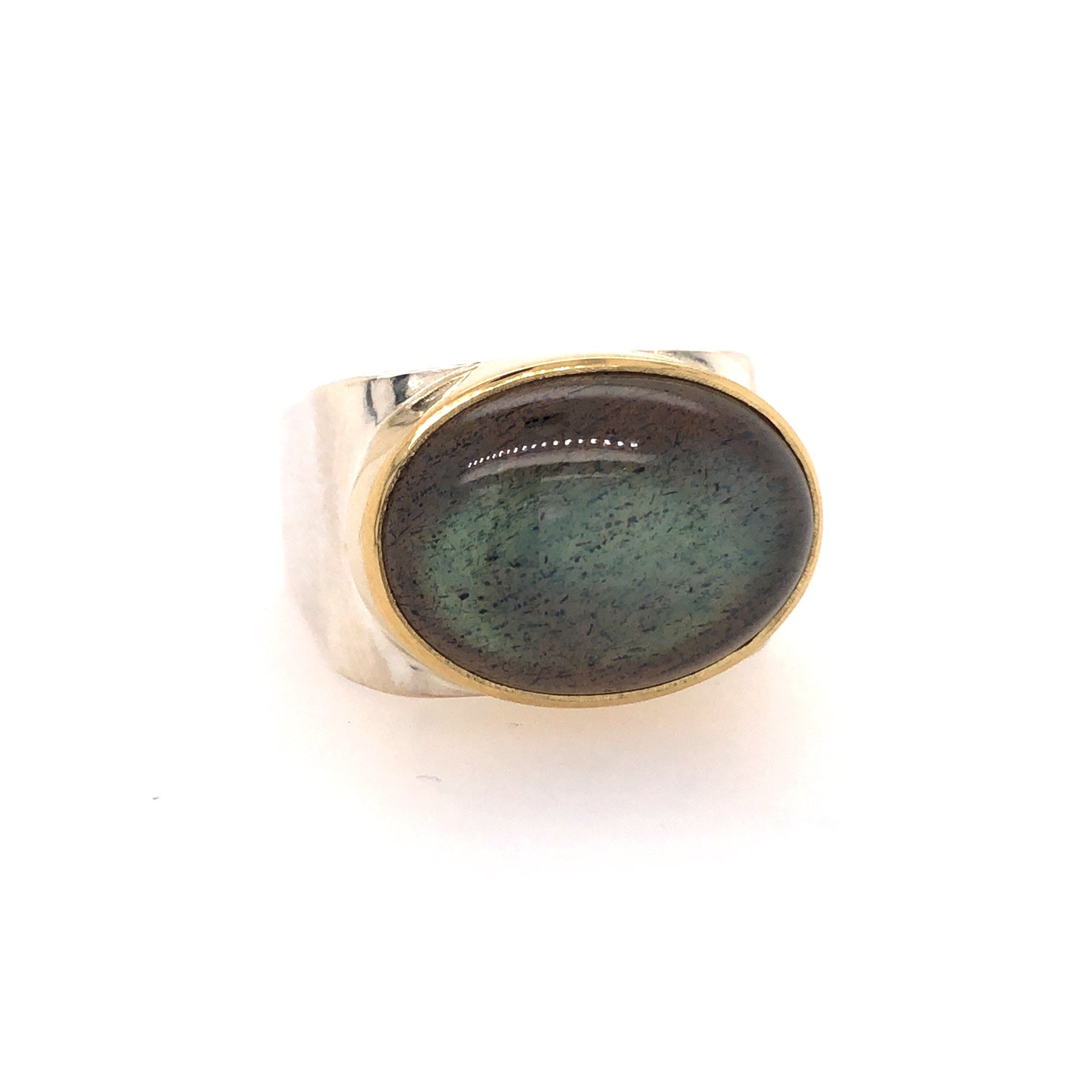 Sterling Silver And 18K Yellow Gold Labradorite Ring