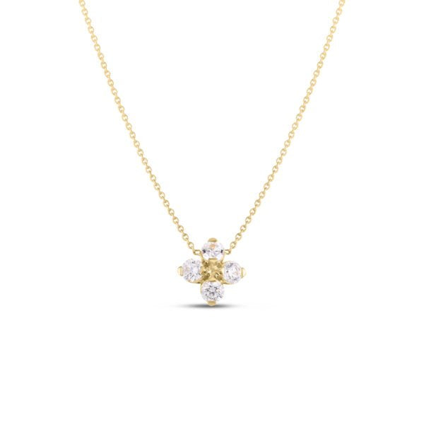 18K Yellow Gold Flower Diamond Pendant