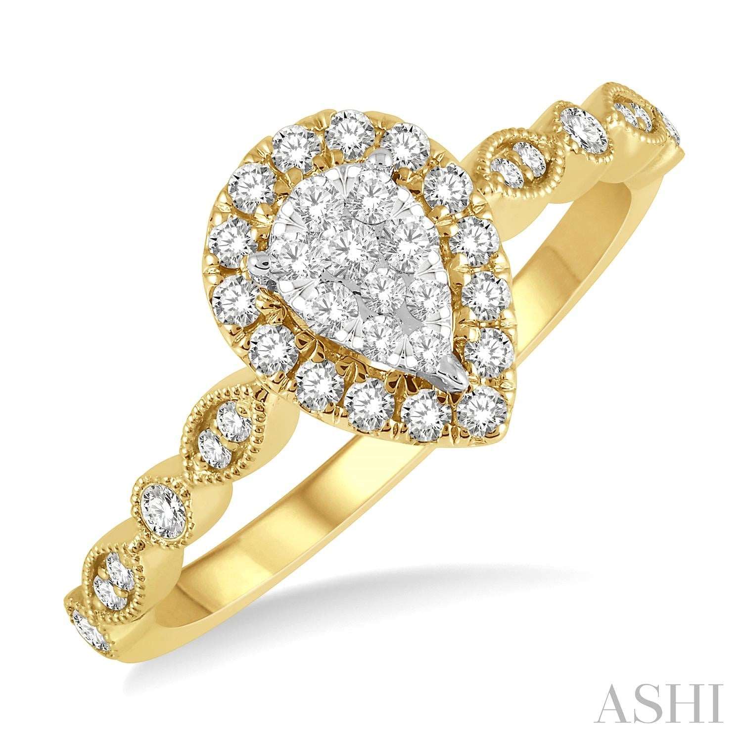 14K Yellow And White Gold Lovebright Round Diamond Engagement Ring