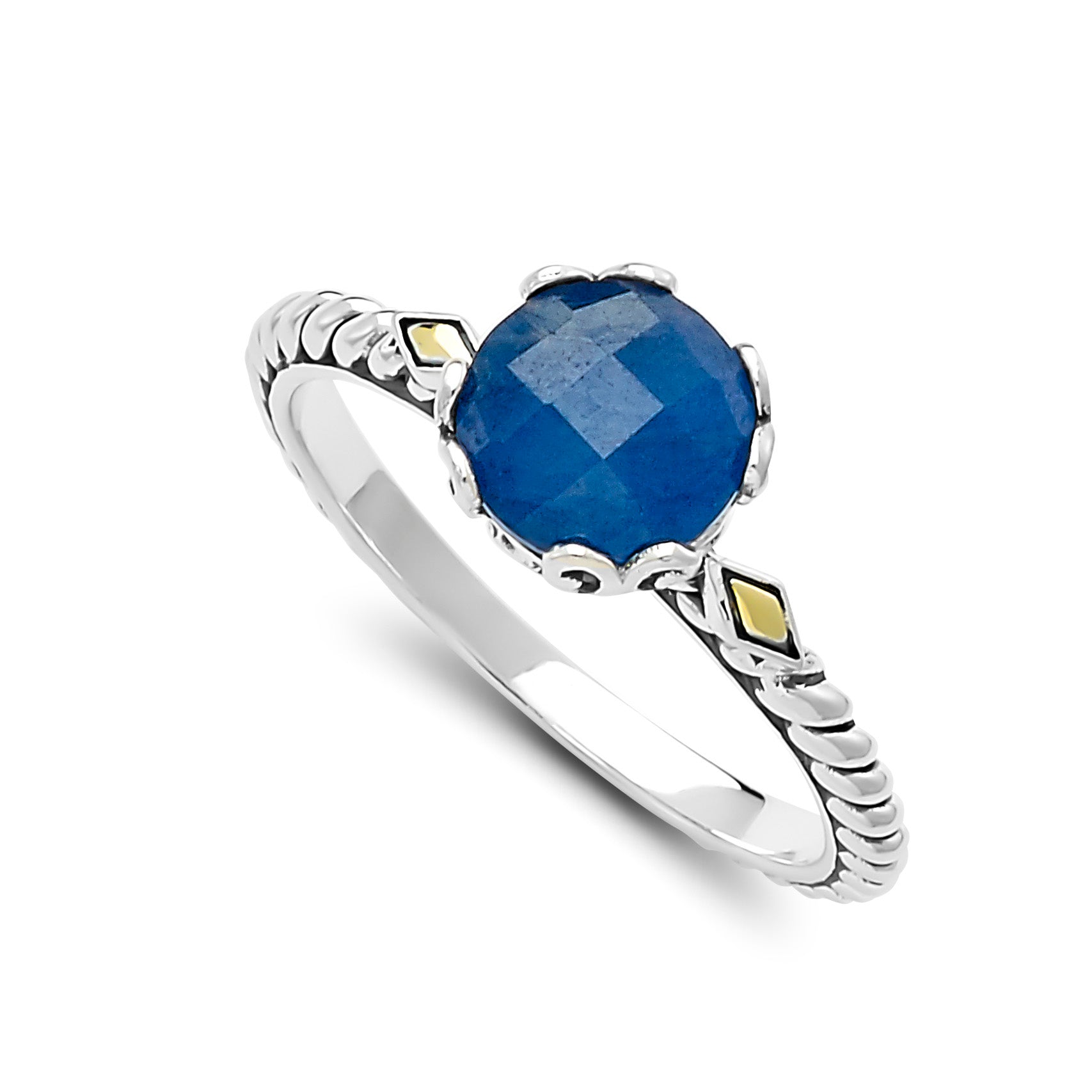 Sterling Silver And 18K Yellow Gold Sapphire Ring