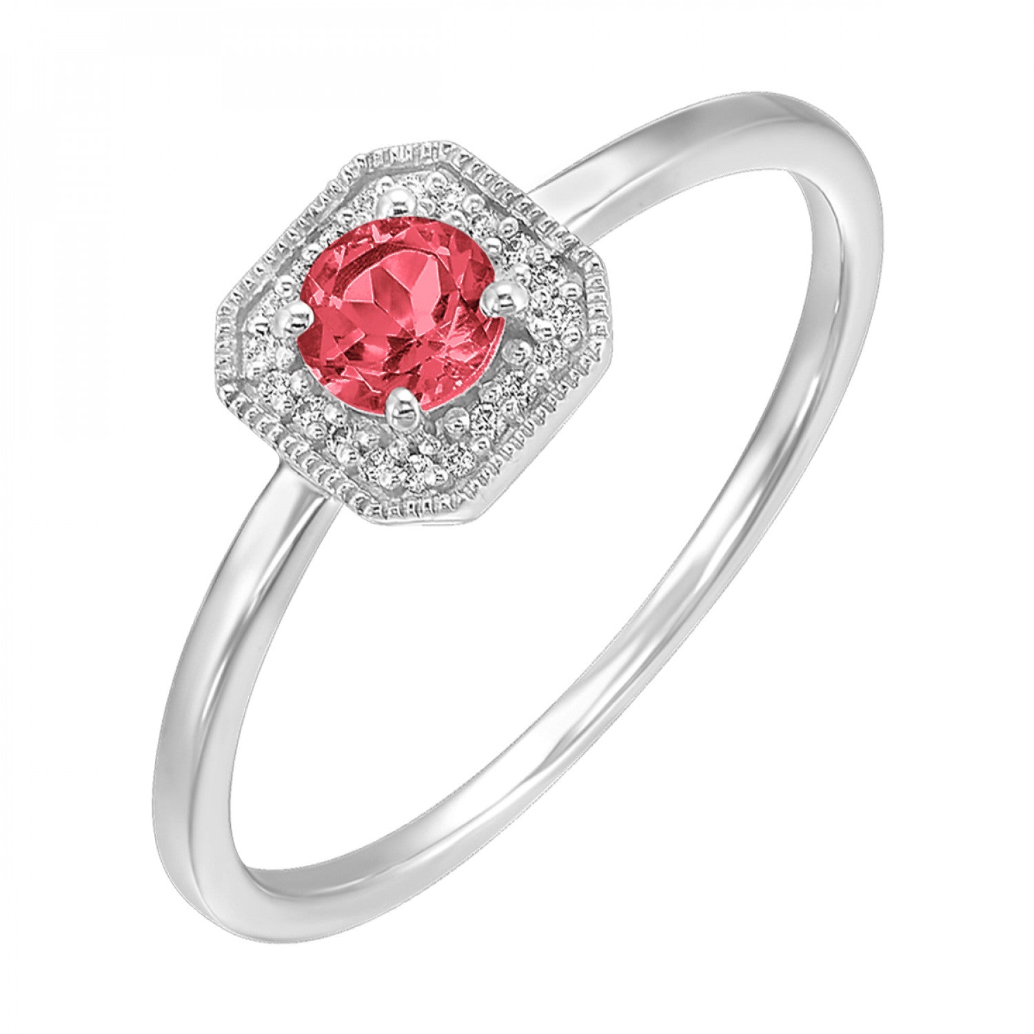 10K White Gold Created Ruby Ring