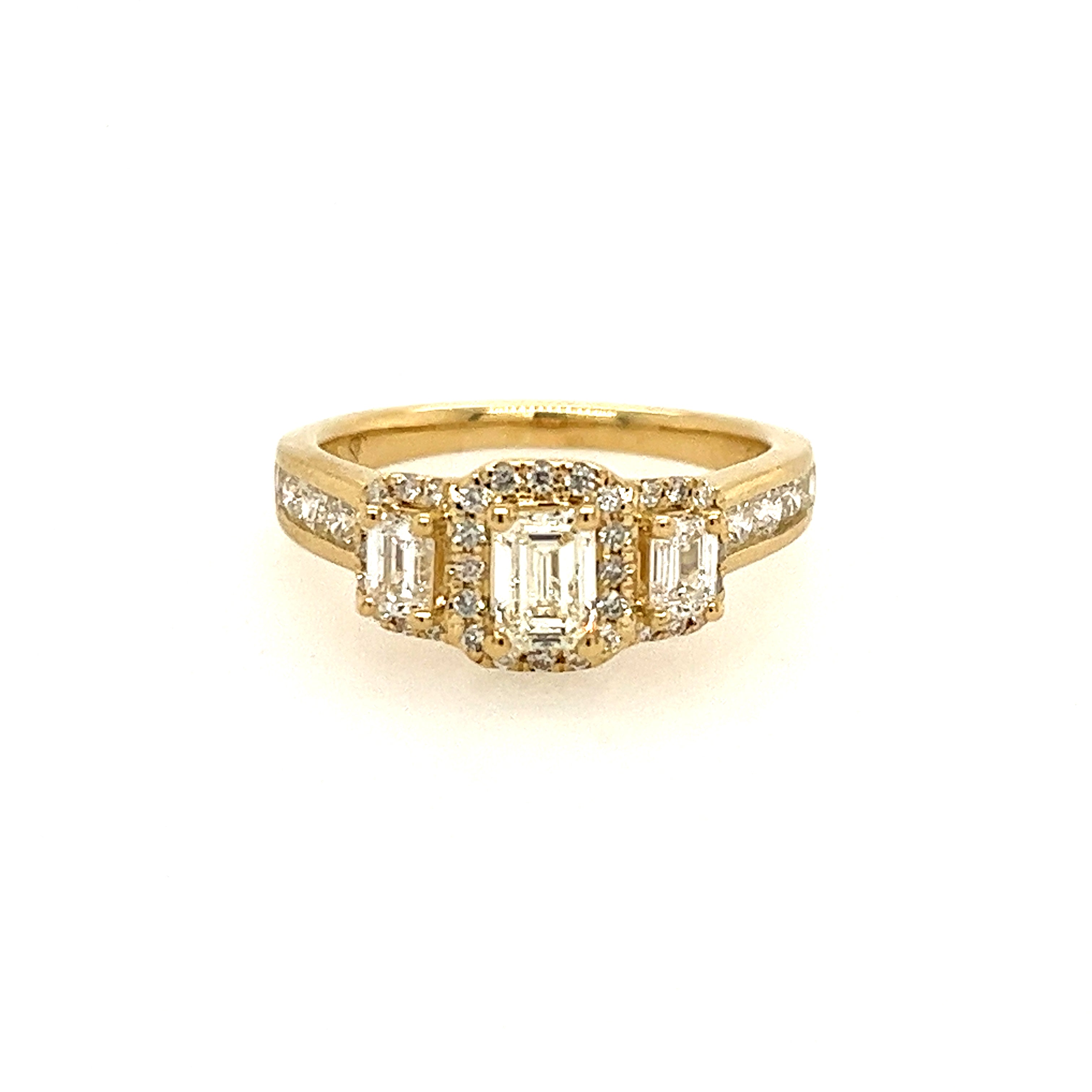 14K Yellow Gold Lakeshore Three-Stone Diamond Anniversary Ring