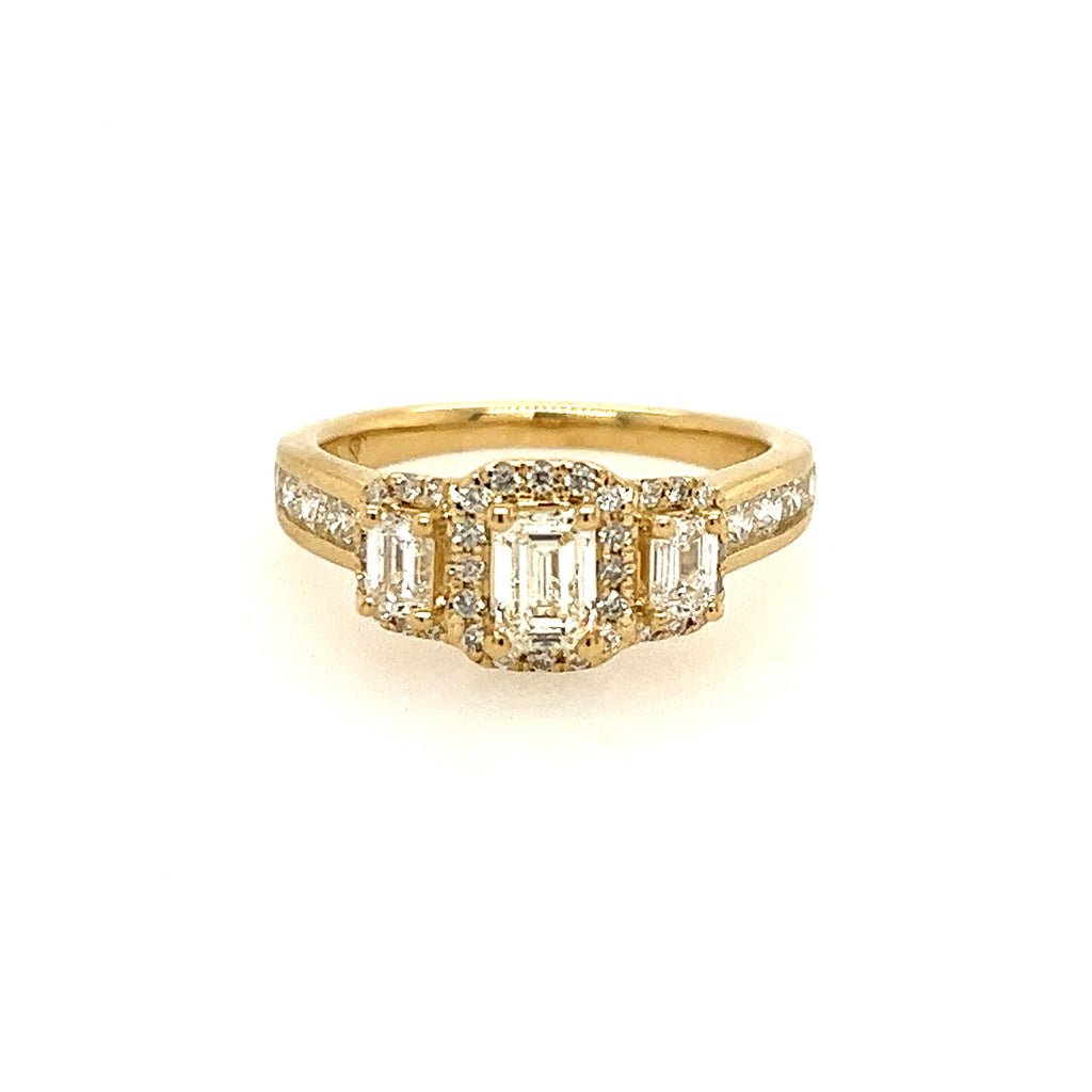 14K Yellow Gold Lakeshore Three-Stone Diamond Anniversary Ring
