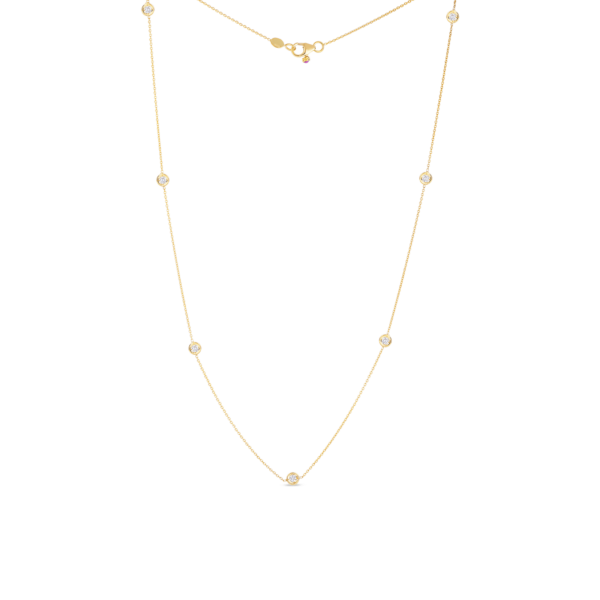 18K Yellow Gold Station Diamond Necklace