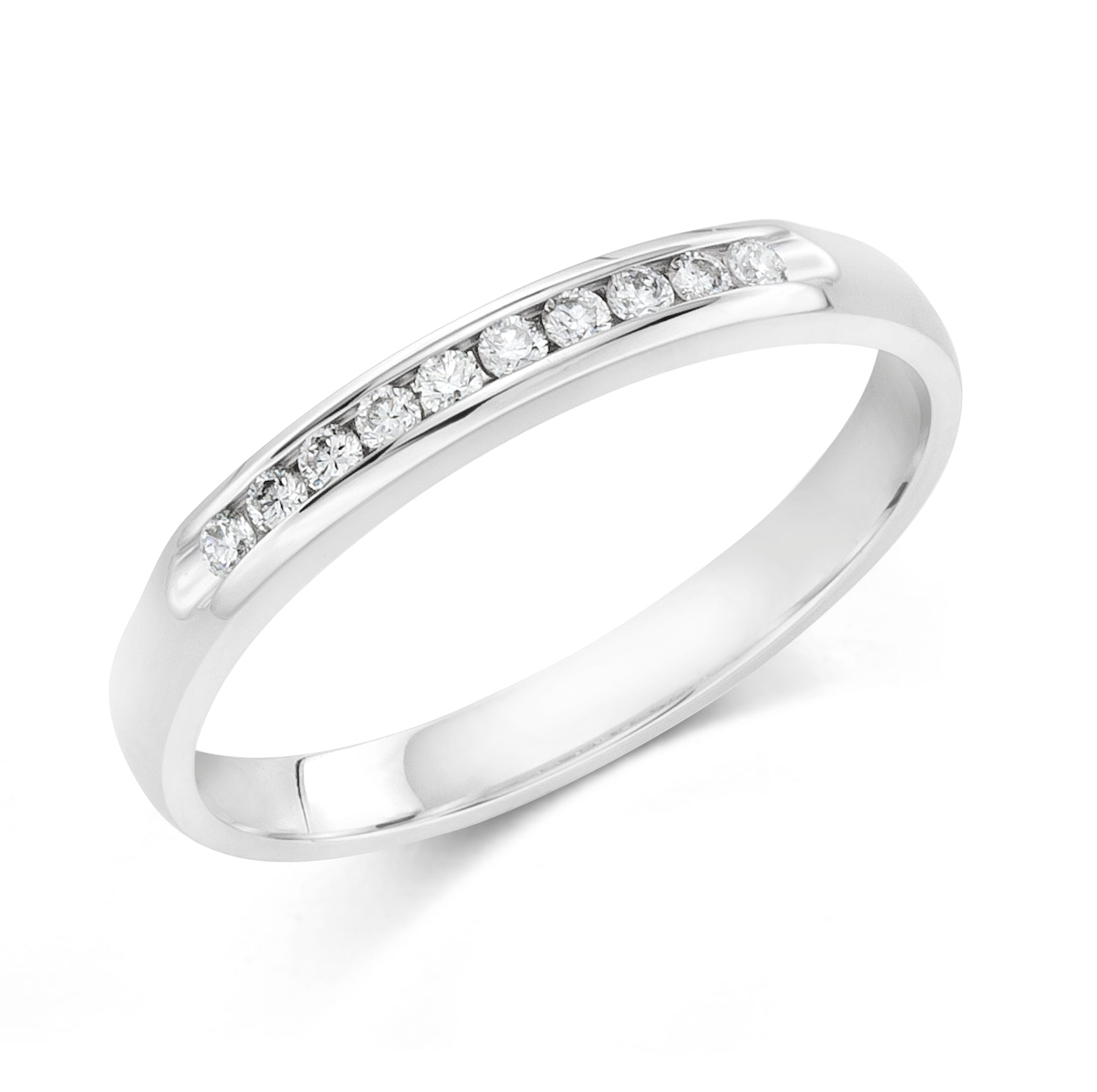 14k White Gold Channel Set Diamond Anniversary Ring