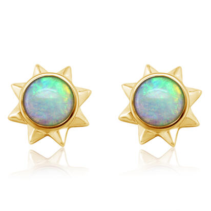 14K Yellow Gold Opals Earrings