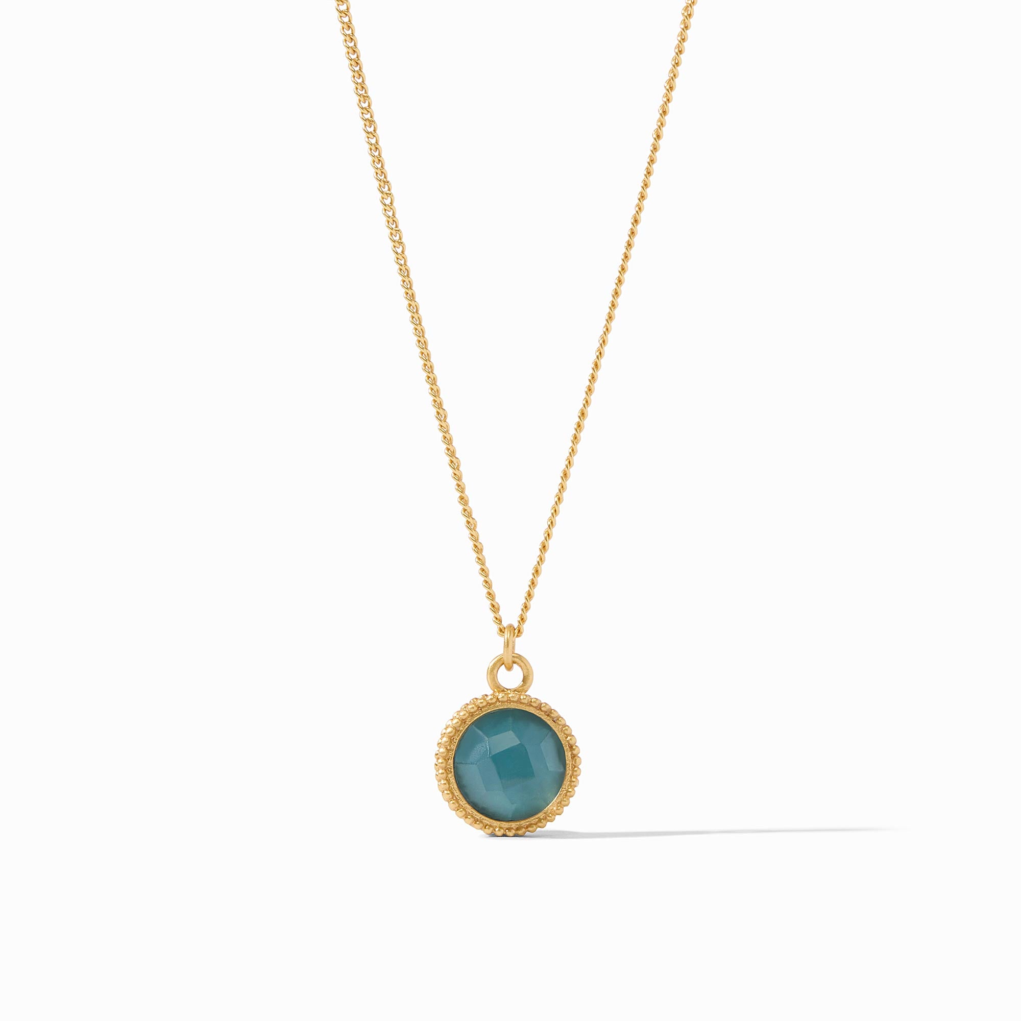 Gold Plated Pendant With Blue Crystal