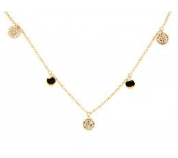 14K Yellow And White Gold Disc Diamond Pendant