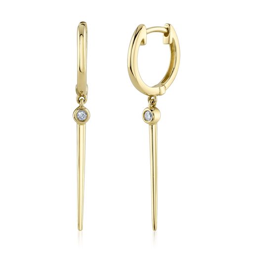 14K Yellow Gold Dangle Diamond Earrings
