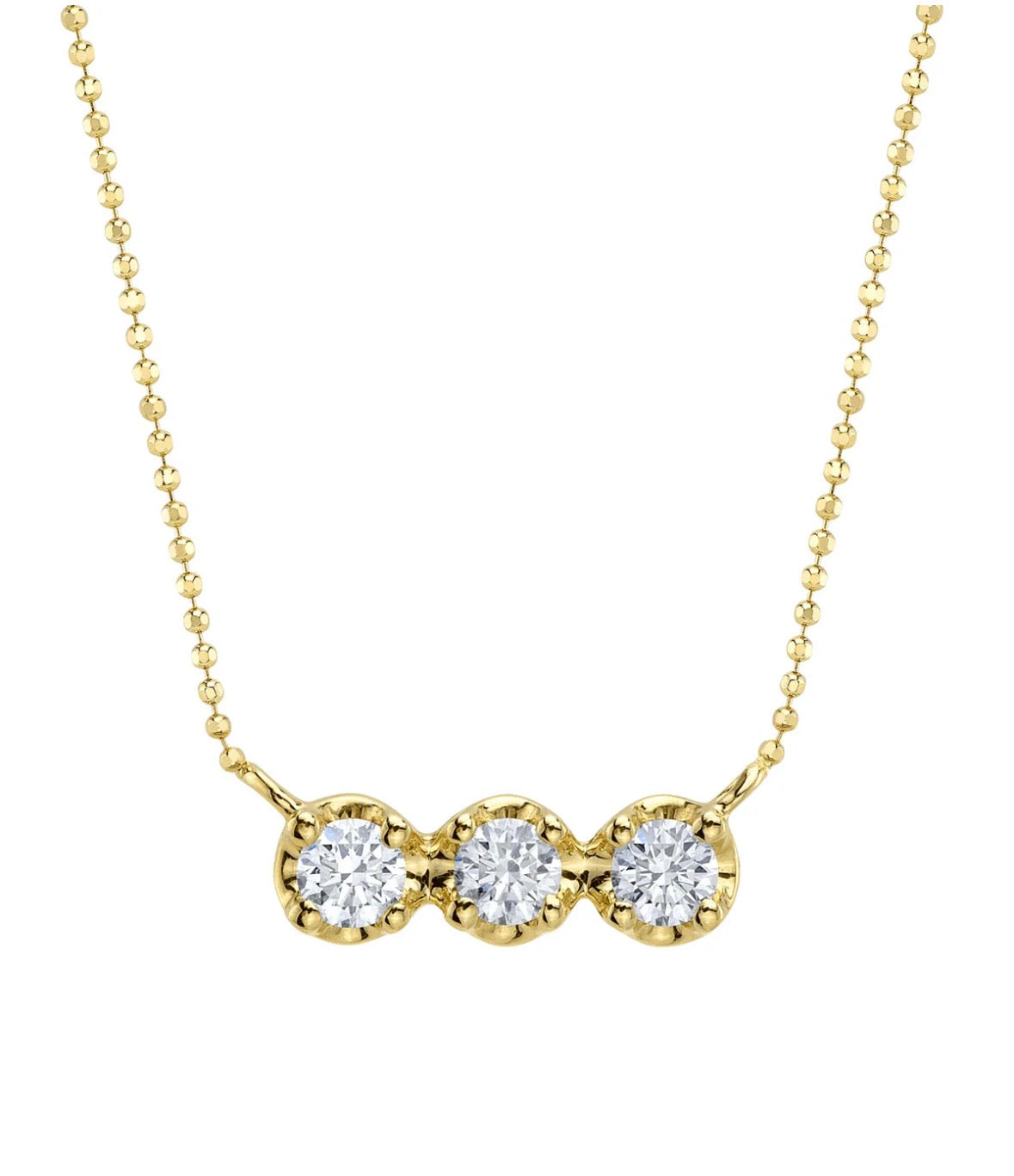 14K Yellow Gold 3 Stone Diamond Pendant