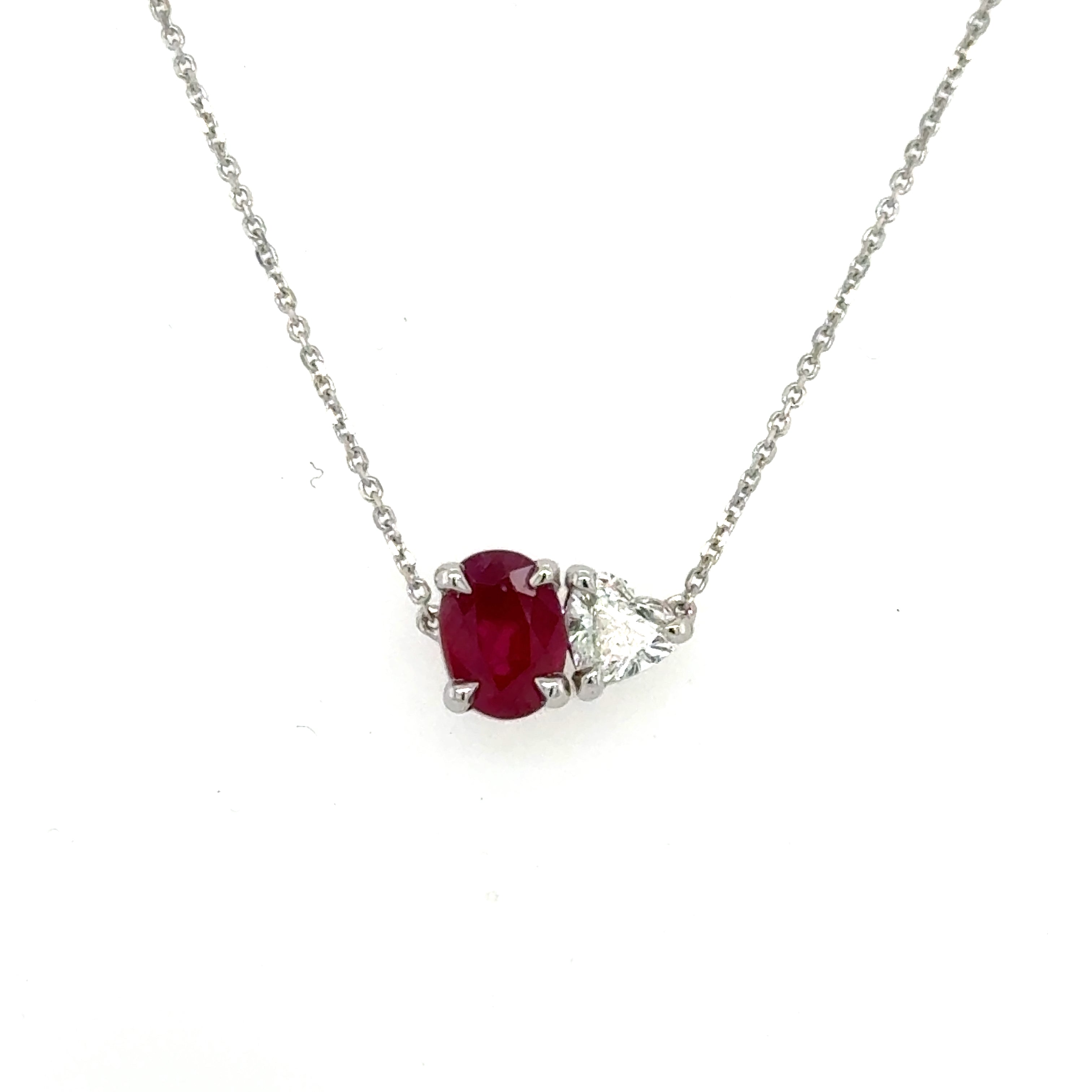 18k White Gold Ruby Necklace