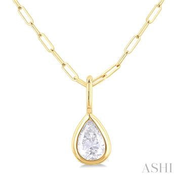 14K Yellow Gold Bezel Diamond Pendant