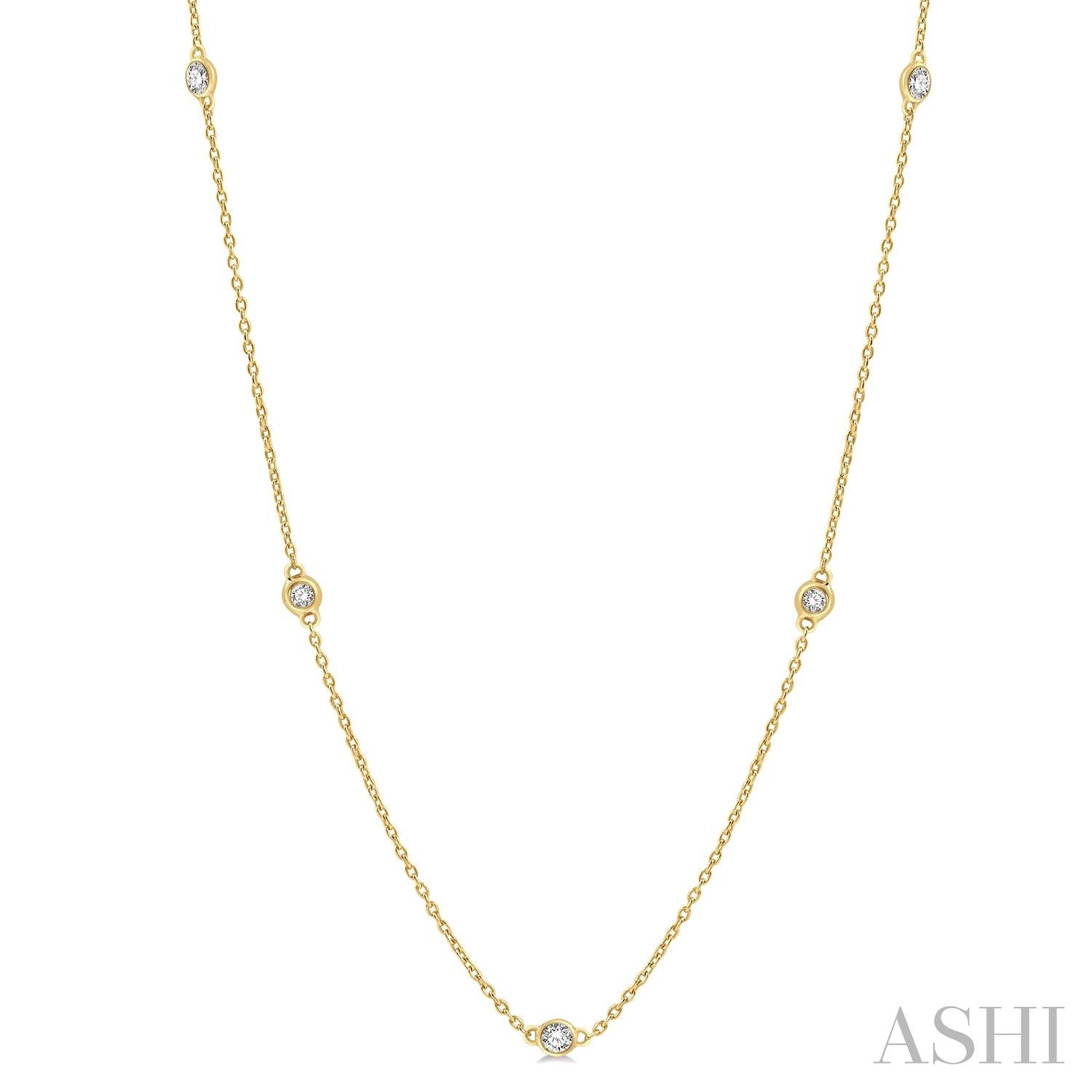 14K Yellow Gold Station Diamond Pendant