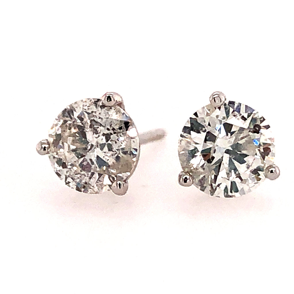 14k White Gold Diamond Stud Earrings