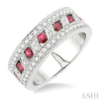 14k White Gold Rubies Ring