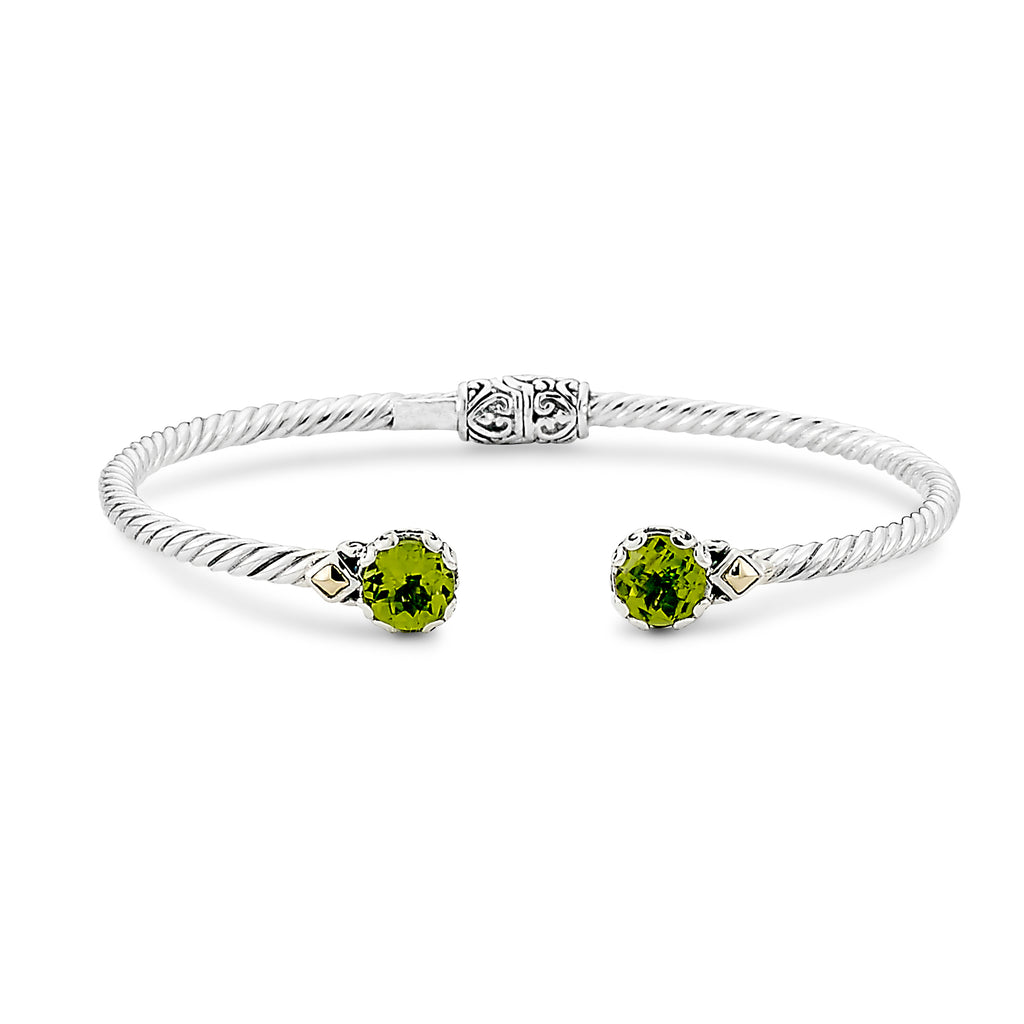 Sterling Silver And 18K Yellow Gold Peridot Bracelet