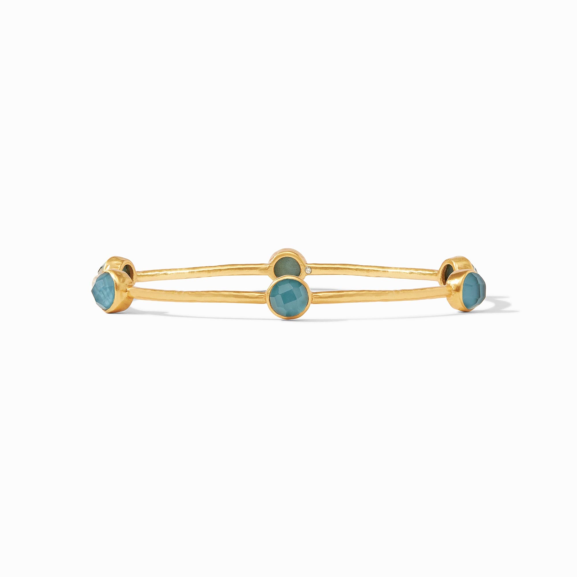 Gold Plated Bangle With Blue Crystals