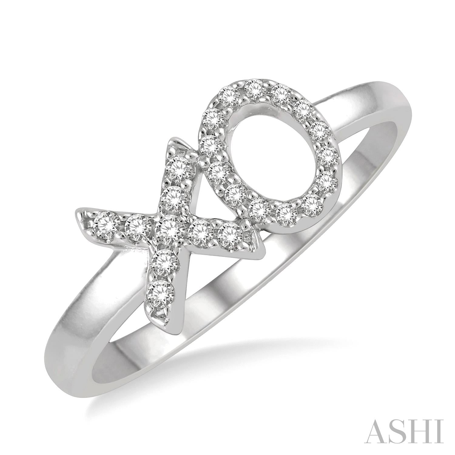 10K White Gold XO Diamond Fashion Ring