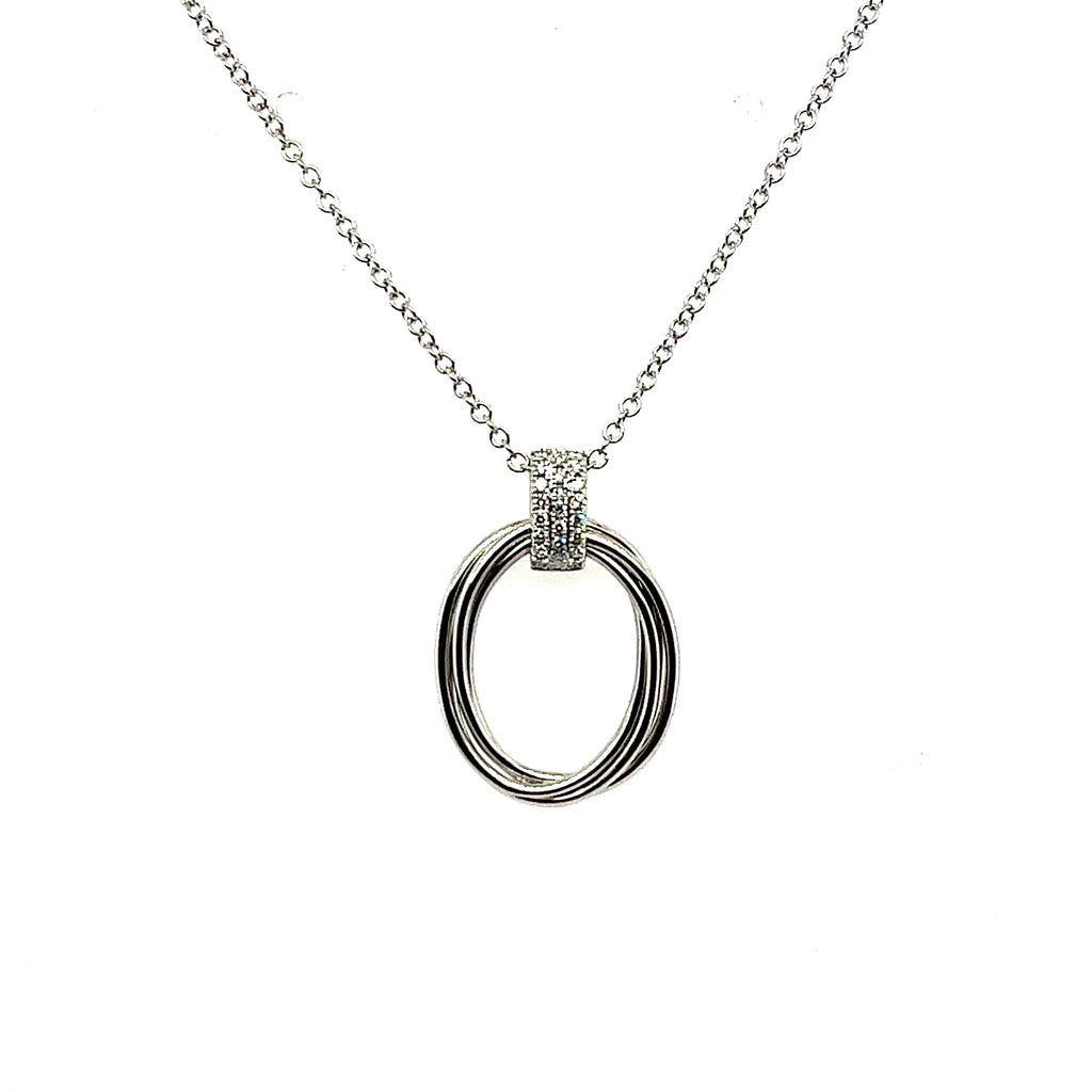 14k White Gold Drop Diamond Pendant