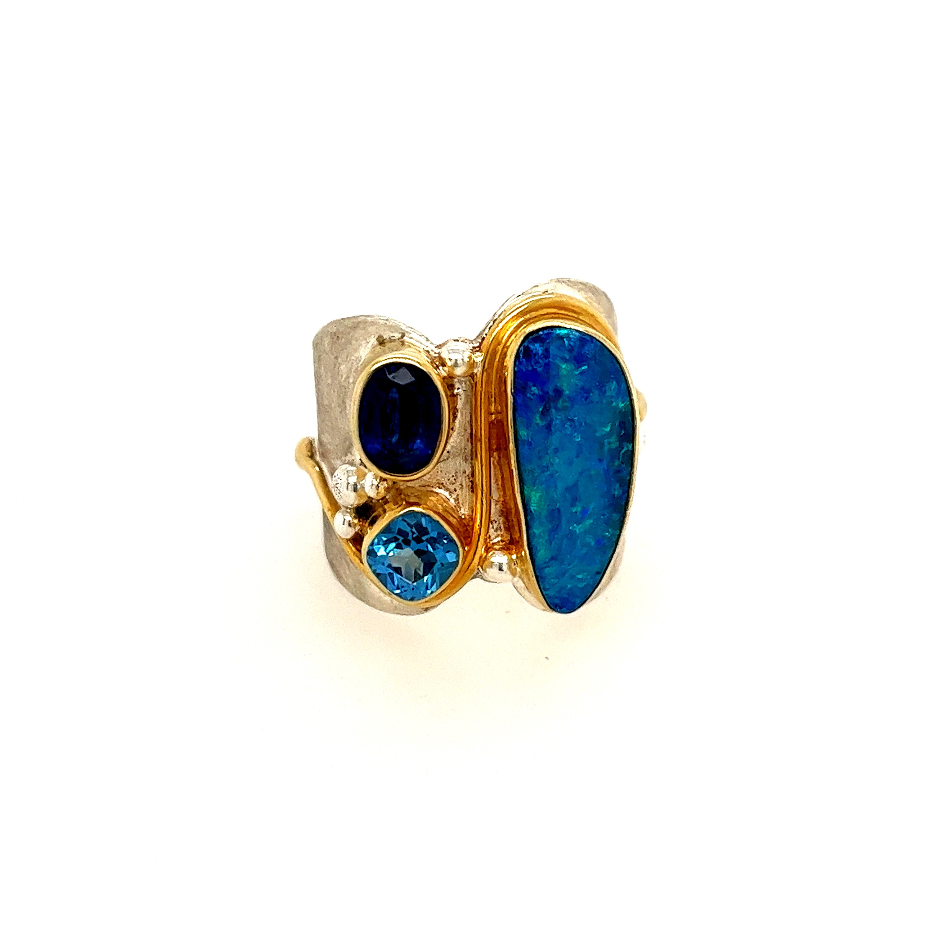 Sterling Silver And Vermeil Blue Topaz Ring