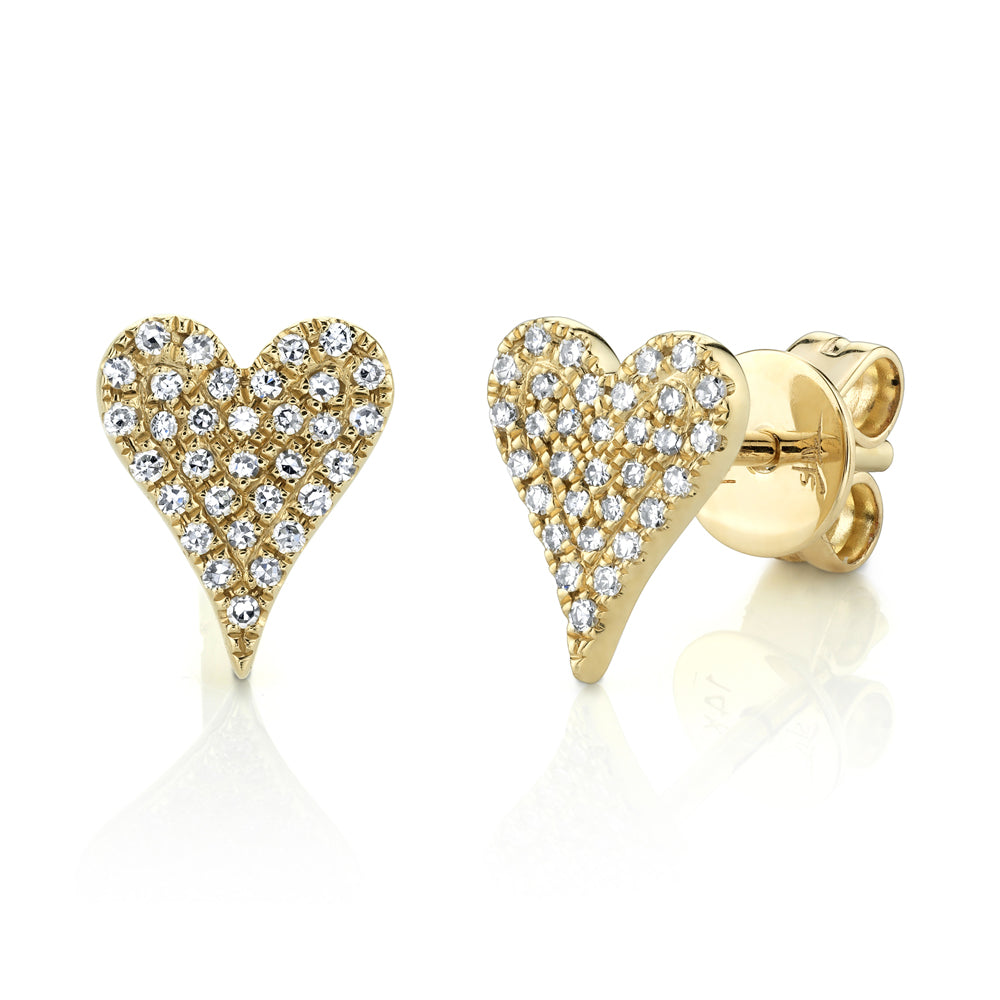 14K Yellow Gold Button Diamond Earrings