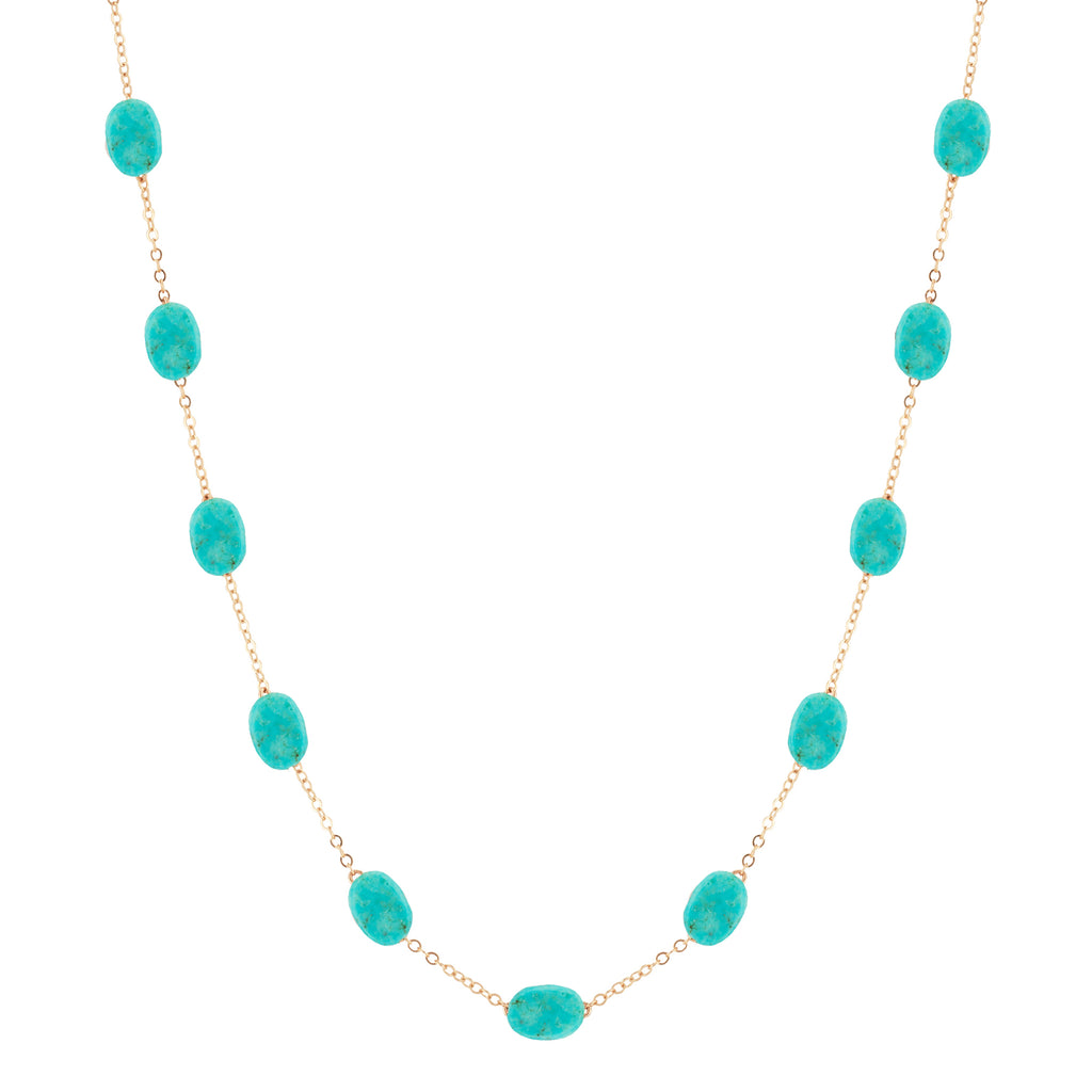14K Yellow Gold Turquoise Necklace