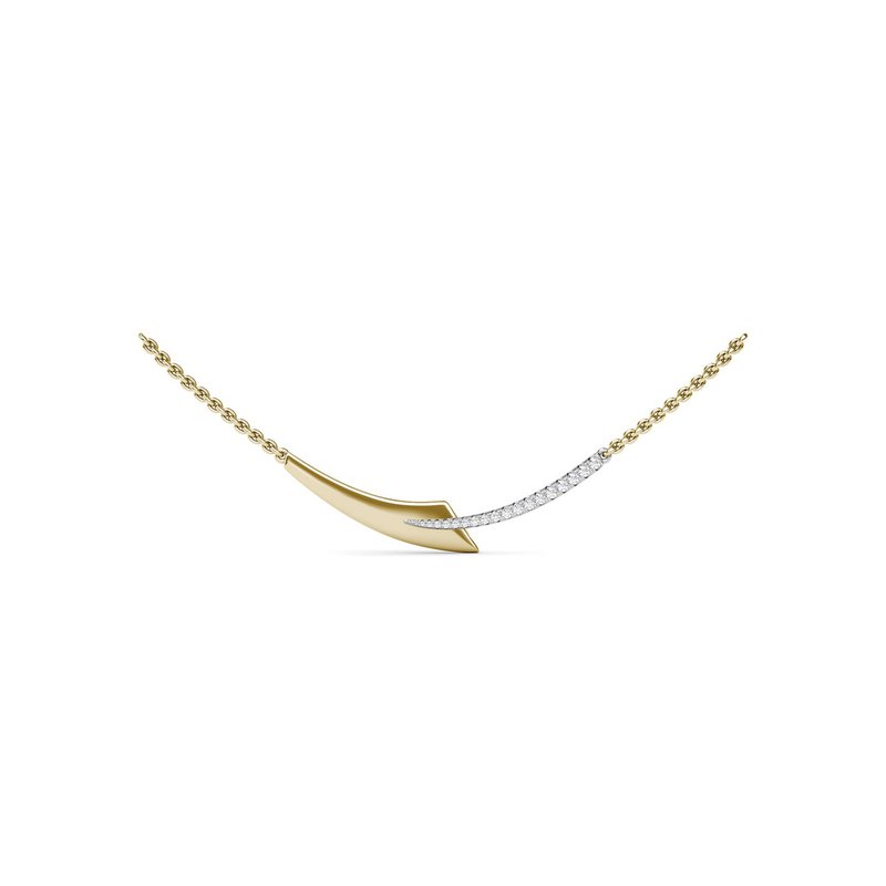 18K Yellow And White Gold Necklace Diamond Pendant