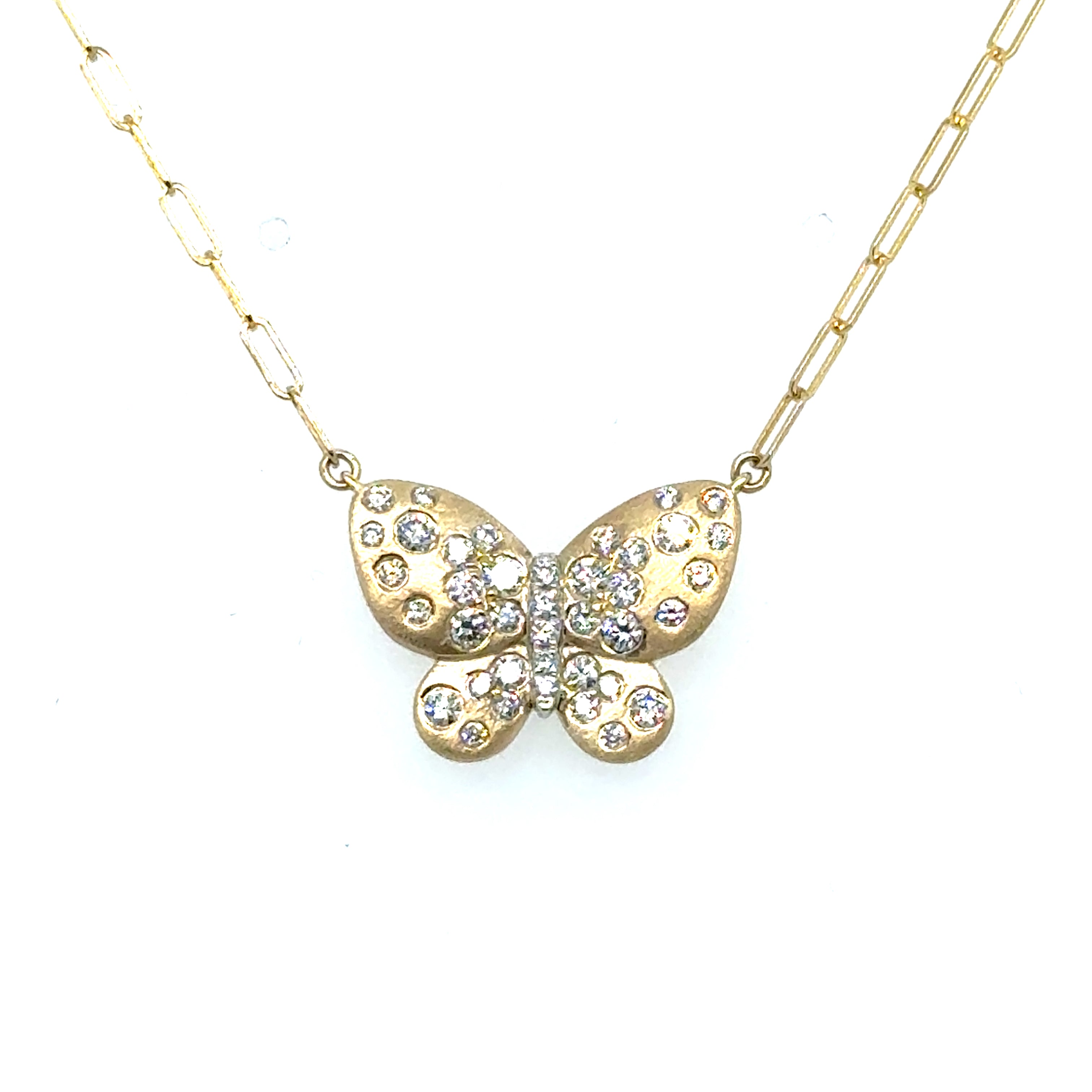 14K Yellow Gold Butterfly Diamond Pendant