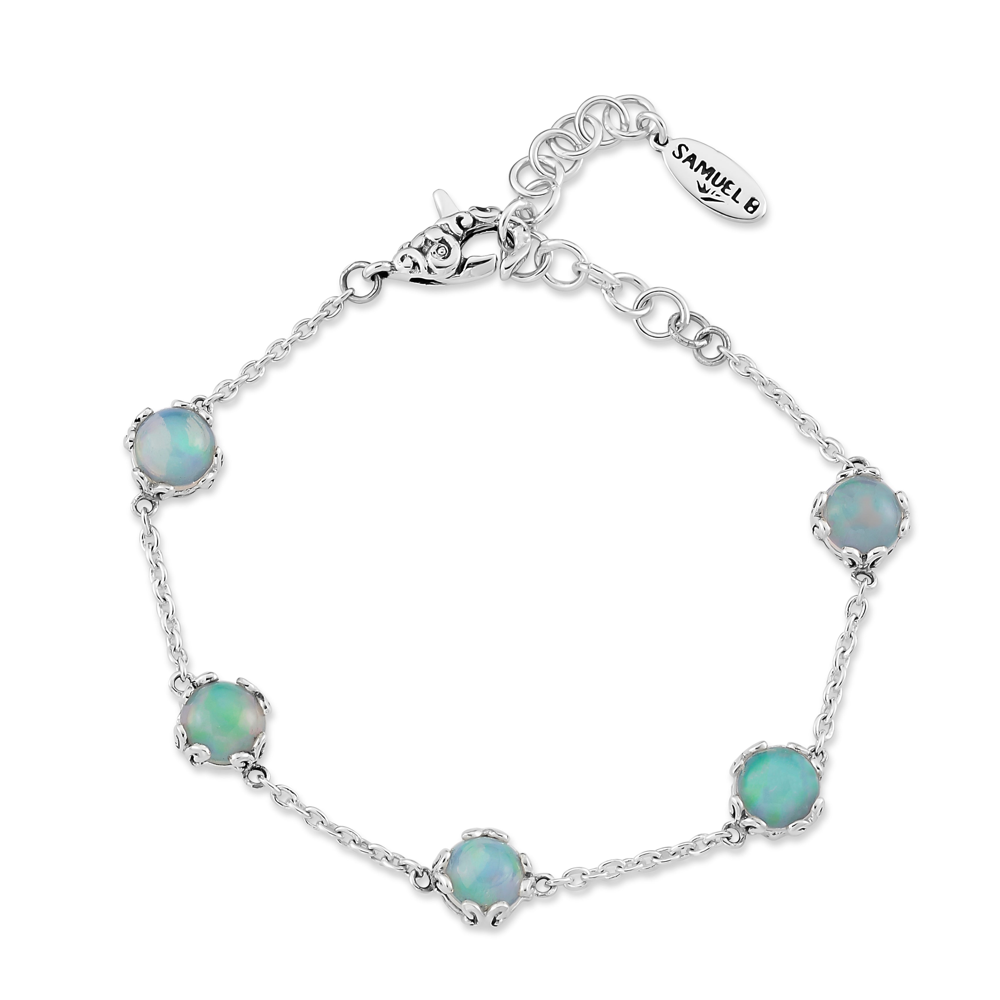 Sterling Silver Opals Bracelet