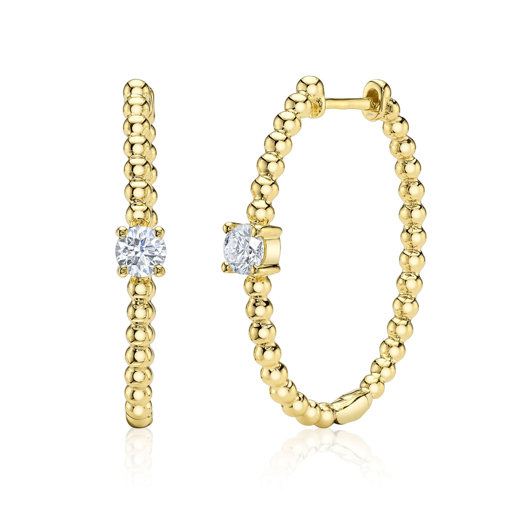 14 Karat Medium Hoop Diamond Earrings