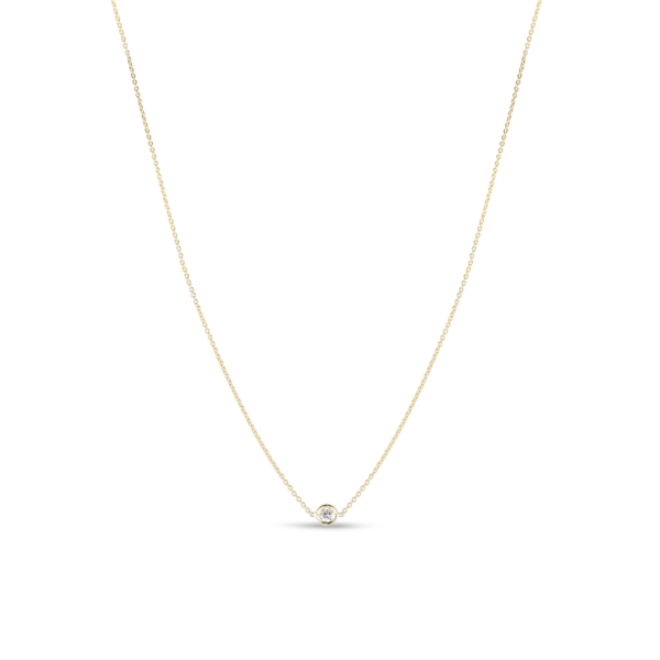 18K Yellow Gold Solitaire Diamond Pendant